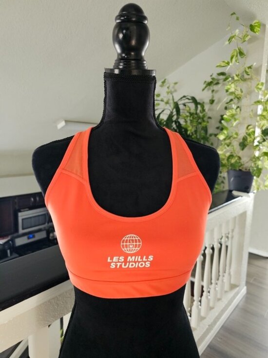 Reebok LesMills Tops - Reebok Les Mills Studios Neon Orange Racerback Sports Bra Size Small